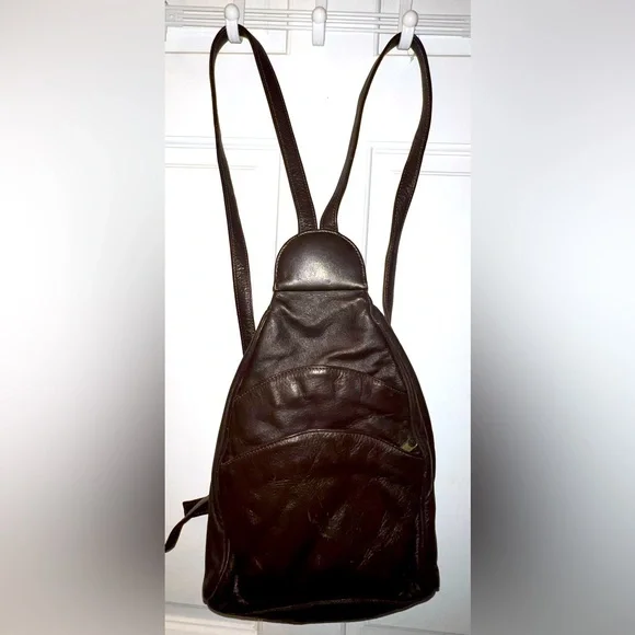 Bags | Real Cowhide Dark Brown Leather Vintage Mini Backpack  display picture 3
